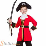 Boys Red Pirate Captain Hook Child Fancy Dress Costume Kids Book Week Outfit