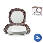 2x Tableware Services 18 Pieces Square Michelle Cm25 Home