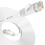 Nixsto Câble Ethernet 5m, RJ45 Cat 6 Cable réseau, Cable Internet haut débit avec connecteur testeur rj45 pour modem routeur swtich, compatible en amont avec le Cable Ethernet Cat 7/Cat 8-Blanc