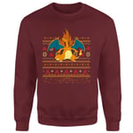 Pokemon Charizard Christmas Jumper - Burgundy - L - Burgundy