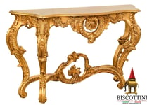 Biscottini Console Baroque Moderne Petite Table Étagère Or Portable