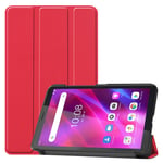 Tri-fold Leather Stand Case for Lenovo Tab M7 (3rd Gen) - Red