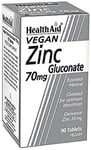 Premium HealthAid Zinc Gluconate 70mg 90 Vegan Tablets Zinc Is An Fast Shipping