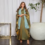 Muslim Dubai Satin Abaya Women Maxi Cardigan Kimono Jilbab Kaftan Open Dress