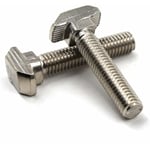 Memkey - Lot de 10 boulons en t M8, M8 x 25 mm en acier au carbone plaqué nickel pour profil en aluminium à fente en t standard européen