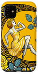 Coque pour iPhone 11 Rose jaune Pinup Girl Illustration Roses Jardin Art