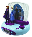 Lexibook Disney Frozen 2 Elsa & Anna, Projector Alarm Clock, Night Light, time Projection onto The Ceiling, Sound Effects, Battery-Powered, Blue/Purple, One Size