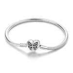 KUNSIR Classic 925 Sterling Silver Snake Chain Women Bracelets Fit Pandora European Beads Bracelets Charms for Women as Casual Gift Mother' Day