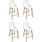 Mob-in - Lot de 4 chaises d'ilot et bar 65 cm en chêne et assise blanche