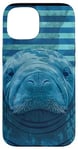 Coque pour iPhone 15 Save The Manatee Crystal River FL Bleu abstrait rayé