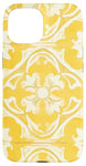 Coque pour iPhone 15 Carrelage floral jaune avec détails ornementaux