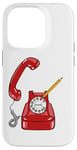 Coque pour iPhone 14 Pro Cadran rotatif vintage - Téléphone filaire - Couleur graphique rétro