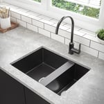 1.5 Bowl Undermount Black Granite Composite Kitchen Sink Reversible  BeBa_26208B