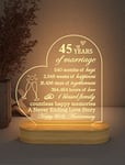 FULLOSUN Anniversary Wedding Gifts for Him/Her, I Love You Night Light 3D Illusion Lamp for Couple Wife Husband Romantic Valentines Wedding Day Present (45th)