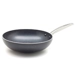 GreenChef Berlin Rocks Poêle Wok Antiadhésive en Céramique Saine de 28 cm/3,7 L,Sans PFAS,Poignée en Acier Inoxydable,Convient à tous les feux y induction,Va au four jusqu'à 200°C,Lave-vaisselle,Noir