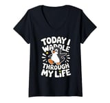 Womens Today I Waddle Through My Life Penguin V-Neck T-Shirt