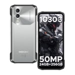 DOOGEE Blade10 Power Rugged Smartphone, 24GB+256GB/2TB, 10300mAh Battery Rugged Phone Android 14, 50MP+8MP, 90Hz 6.6” HD+, 4G Dual SIM IP68 Waterproof Phone, 3 Card Slots, NFC/Fingerprint ID, Silver