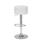 CRIBEL Londres Tabouret de Bar en Similicuir Pied en métal chromé Blanc