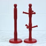 Kitchen Roll Holder & Mug Rack Red Beechwood Paper Towel Pole Mug Tree Storage