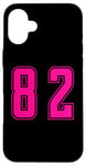 Coque pour iPhone 16 Plus Rose Numéro 82 Équipe Junior Sports Uniforme Numéroté