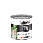 Julien Peinture Fer Anti-Rouille Brillant - Portes, grilles, portails, mobilier de jardin en métal - Blanc Satin 0,25 L