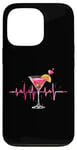 Coque pour iPhone 13 Pro Verre à cocktail Motif battements de cœur Martini