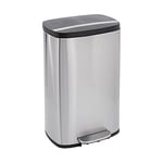 Amazon Basics Poubelle rectangulaire à fermeture lente et à couvercle en plastique, 50 L, nickel satiné