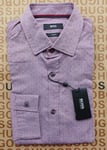 New Hugo BOSS mens pink polka slim fit long sleeve smart casual suit shirt SMALL