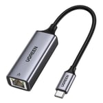 Ulkoinen LAN-sovitin, RJ45 - USB-C 1, Gigabit Ethernet, harmaa