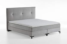 Atlantic Home Collection Romy Lit à sommier tapissier avec tête de lit Moderne, Matelas à Ressorts ensachés, dureté 3, surmatelas Inclus, Gris Clair, Reine