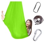 YANFEI Children's Elastic Hammock Swing Outdoor Camping Leisure Swing Adult Hammock Children Yoga Indoor Therapy Swing (Color : GREEN, Size : 100X280CM/39X110IN)