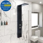 Thermostatic Shower Panel Column Tower Body Jets Twin Head Bathroom Shower Black