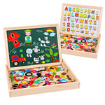 Uping Puzzle Magnétique avec Tableau Double Face Aimanté pour Enfant 3 Ans et Plus 155 Pièces