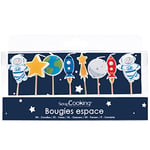 ScrapCooking - Kit de 8 Bougies Espace - Décoration Originale Bois Paraffine Gâteau - Accessoire Anniversaire Fête Enfant Cupcake Pâtisserie - Vaisseau Spatial Astronaute Étoile - 5060