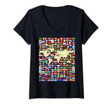 Womens 252 Flags,World Flags,World map with flags. V-Neck T-Shirt