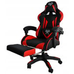 Malatec - gamer Fauteuil de bureau siège gaming dossier inclinable avec repose-pieds Rouge