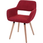 HHG - Chaise de salle à manger 428 ii, fauteuil, design rétro des années 50, tissu, rouge pourpre