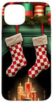 iPhone 15 Plus Christmas Stockings Hung by the Fireplace Case