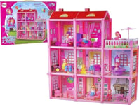 Leantoys Diy Dockhus Dockvilla Inredning Rosa