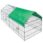 MaxxPet Enclos Lapin - Métal Extérieur - Cage Lapin Intérieur ou Extérieurs - Parc Clapier à Lapin - Toit Amovible + Bache Protection UV Inclus - 180x50x75cm - Cage Cochon d'Inde - Vert