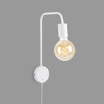 BRILONER Leuchten 2086-016 Lampe de lecture rétro avec prise et interrupteur à bascule 1 ampoule E27 max. 10 W Métal Blanc