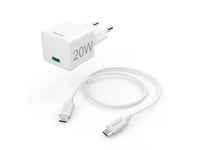 Hama Hurtiglader Med Ladekabel Usb-C, Minilader, Pd, 20W, 1M, Hvit (00201675)