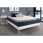 Actisom - Ensemble matelas Ressorts ensachés+Mémoire de forme actiflex max 140x200 cm Maxi épaisseur 7zones confort + sommier kit blanc