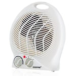 Geepas Portable Fan Heater – Adjustable Thermostat with 2 Heat Settings 1000-2000W & Overheat Protection - Lightweight Heater with Cooling/Warm/Hot Wind Option for Office Home – 2 Year Warranty