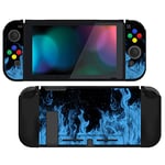 PlayVital Coque de Protection Joycon pour Nintendo Switch Console,Housse en TPU Souple pour Switch,Coque pour Switch,Housse de Protection pour Switch avec Capuchons Bouton ABXY Direction-Flamme Bleue