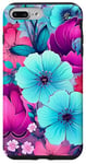 iPhone 7 Plus/8 Plus Pink Flowers Design Teal Blue Floral Cute Garden Case