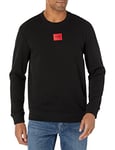 Hugo Boss Men's Regular Fit Square Logo Jersey Sweatshirt Pullover Sweater, Raven Black, Medium