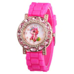 2023 Watch Quartz Armbandsur för flickor Student Tecknad Odjuret Häst Barn Barn Silikonrem Present Present Rose Red Pink