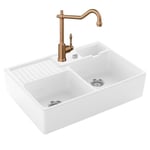 Evier VILLEROY ET BOCH Timbre d'office Tradition 2 cuves vidage auto + Robinet de cuisine Avia 2.0 Bronze