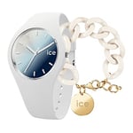ICE-WATCH Femme Analogue Quartz Montre avec Bracelet en Silicone 020635+ Chain Bracelet - Almond Skin - Bracelet Mailles XL de Couleur Blanc cassé (020353)
